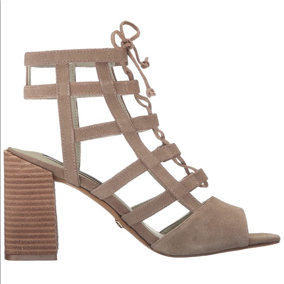 Olive Ultra Chic Caged Lace Up Block Heel Sandal - Picture 8 of 8